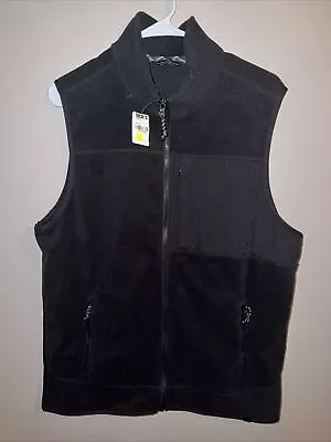 NEW Alpine Mens Medium Fleece Vest Black Back Pockets Full Zip Polyester Comfort • $22.50