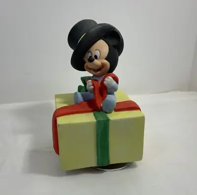 Vintage 1984 Disney Baby Mickey Music Box Spins Merry Christmas Ceramic • $79.95