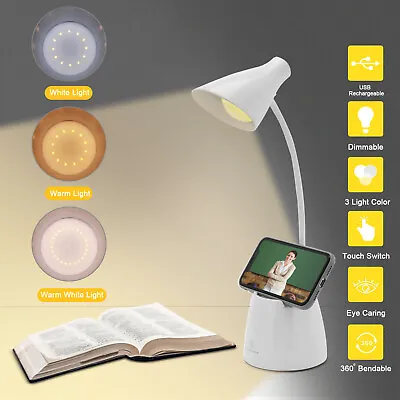 £8.09 • Buy 3 Mode Dimmable LED Desk Bedside Reading Lamp Table Touch Control Night Light UK