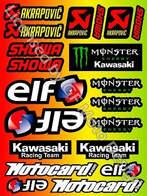 ZX-10R WSBK Motorcycle Stickers Set Decals ZX10R Motocard Monster ELF /11 • $9.47