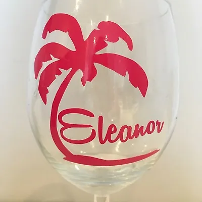 Personalised Palm Tree Name Vinyl Decal Sticker -for Cocktail Gin Wine Glasses • £1.79