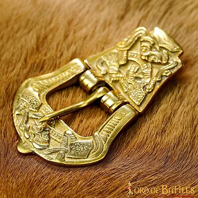 Medieval Belt Buckle Pure Solid Brass Viking SCA Celtic Design Leather Accessory • $15.39