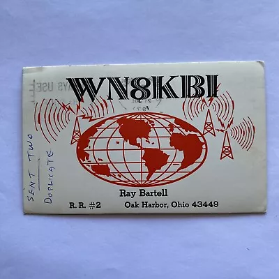 QSL Card Oak Harbor Ohio WN8KBI Illustration Of Globe 1971 • $6