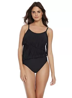 $170 Magicsuit Fringe Shakira Underwire Adjustable Strap One Piece Black 16 • $51