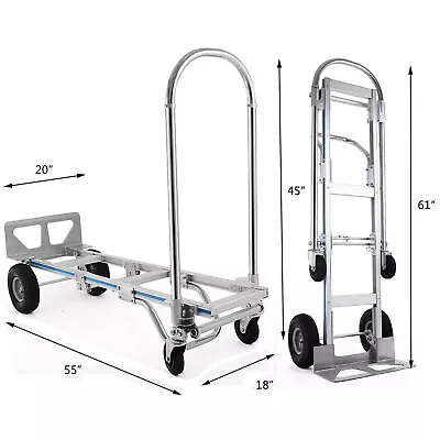 1000 Lbs Heavy Duty Aluminum Hand Truck 2 In 1 Convertible Folding Dolly Cart • $176.90