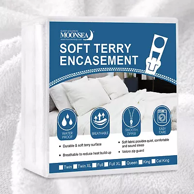 Mattress Zippered Encasement Cover Terry Watreproof Protector Box Spring Cover • $19.99