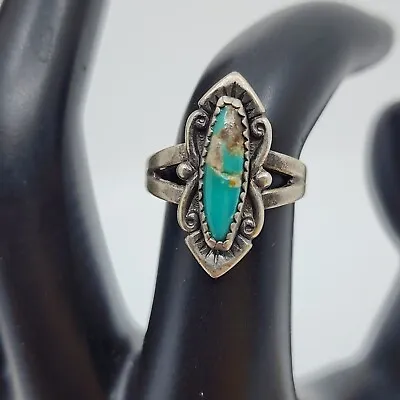 Old Pawn Vintage Native American Sterling Turquoise Ring Size 5 • $46.95