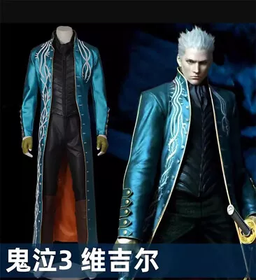 Game Devil May Cry 3 Vergil Cosplay Costume Outfit Halloween Jacket Windbreaker • $104.26