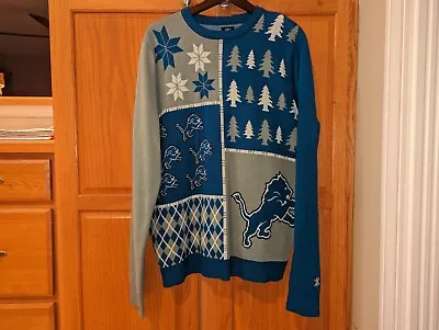 Team Apparel Blue Men Size XL Detroit Lions Ugly Christmas Sweater Fair Isle • $24.50