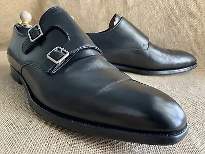 CROCKETT & JONES SEYMOUR Black Leather Double Monk Strap Shoes UK 13 D || US 14 • $297