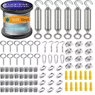 1/16 Wire Rope Kit95PCS Vinyl Coated Aircraft Cable Outdoor Light Guide Wir... • $36.65