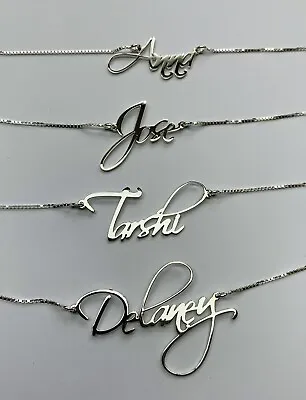 Handwriting Personalised Cursive Name Necklace 925 Sterling Silver ( Any Name ) • £14.99