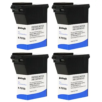 £19.49 • Buy Pitney Bowes Dm50 Dm55 Dm60 K700 Compatible Franking Ink Cartridge Blue - 4 Pack