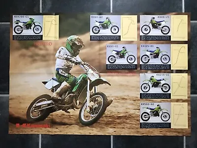 Vintage KAWASAKI Poster 1986 Brochure KX250 KDX200 KX500 KX125 Dirt Bike Enduro • $43.46