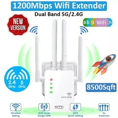 $32.99 • Buy 1200Mbps WiFi Range Extender Repeater Wireless Amplifier Router Signal Booster
