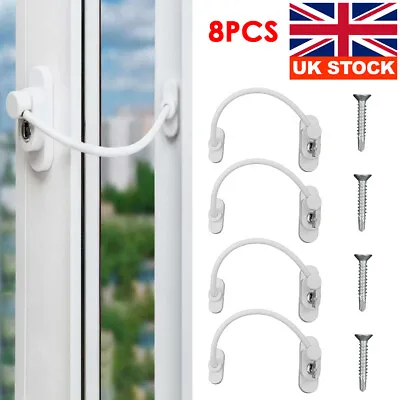 8Pcs Window Door Restrictor Safety Lock UPVC Child Baby Security Wire Cable • £21.19