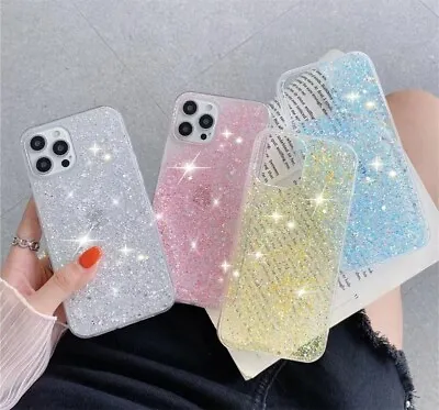 Shiny Glitter Silicone Case For IPhone 14 Pro 13 12 11 Pro Max XR 6 7 8 6s Plus • £3.84