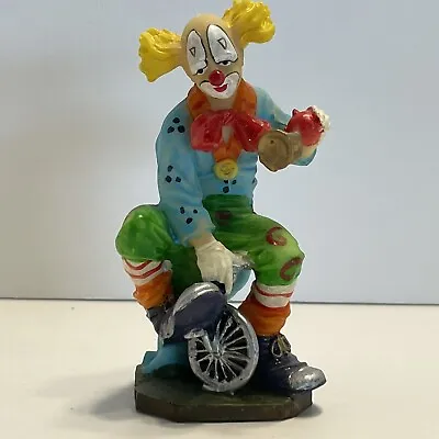 $6.95 • Buy Vintage Satis-5 Ceramic Circus Clown On Tiny Bicycle Figurine Yellow Hair