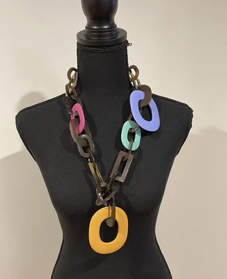$400 • Buy Authentic HERMES Buffalo Horn Chain Necklace