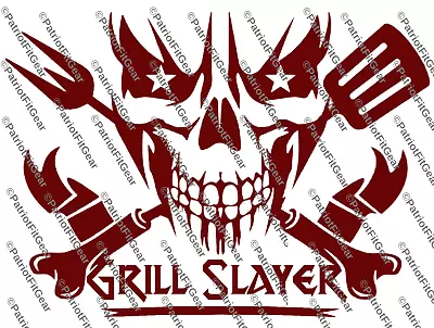 Grill SlayerGrillingNatural Born GrillerBBQSkullSmokerCustom Vinyl Decal • $6.45