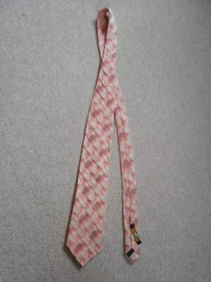 Mens Tie-BUGATCHI UOMO-ITALY-pink/beige Polkadot 100% Silk • $7.99