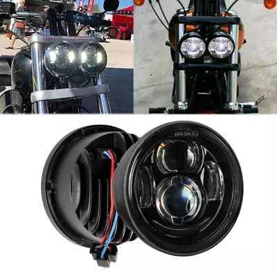 4.65 Twin Dual Motorcycle LED Headlight Headlamp For Fat Bob Motorcycle • $75.02