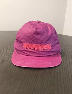 Vintage 80s Ski Hat Pink Nylon Retro SnapBack Trucker Breckinridge USA Made • $18