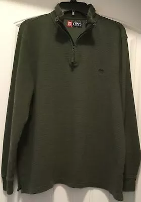 Chaps Mens Long Sleeve Pull Over XL Side Slits Forest Green Accent Zipper • $12.25