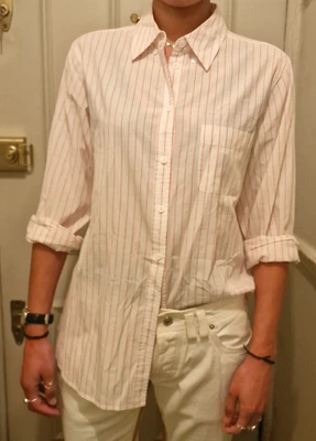 £19.60 • Buy EQUIPMENT FEMME White Pink Striped Cotton Poplin Shirt Size M