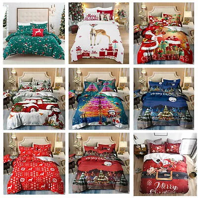 $66.22 • Buy Christmas Tree Milu Deer Doona Duvet Quilt Covers Set Single Double Queen King 