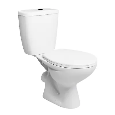 Close Coupled Ceramic Toilet WC Dual Flush Bathroom Pan Cistern And Seat - White • £95