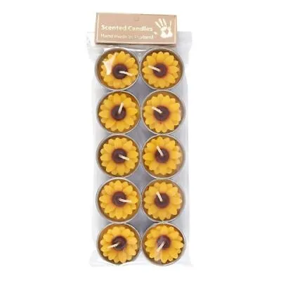 Pack Of 10 Scented Shaped 3D Tealight Flower Sunflower Candles Handmade BULK BUY • £4.75