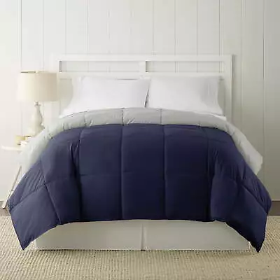 Modern Threads Reversible Navy & Silver Adult Down Alternative Comforter Queen • $34.77