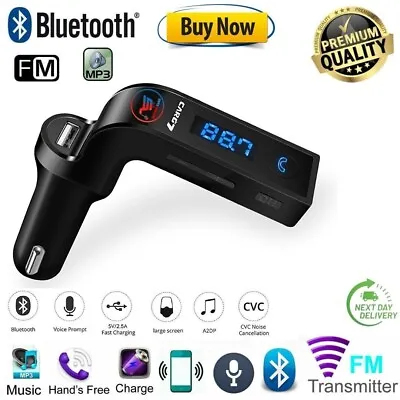 Car Wireless Bluetooth FM Transmitter MP3 Player USB Car Charger Adapter Aux • £9.98