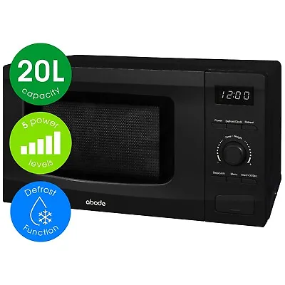 Abode Black Microwave 20L 700W Digital With 8 Auto Cook Menus & Defrost AMD2002B • £64.99