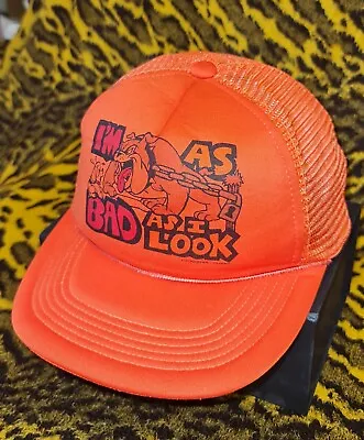 Vintage 1980s Novelty Truckers Hat Snapback Pit Bull Big Dog Retro 80s  • £30