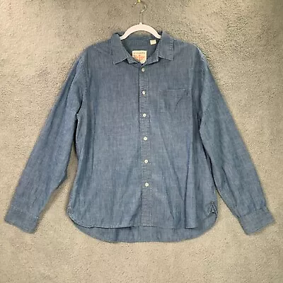 Dockers Men's Large Button Front Chambray Shirt Long Sleeve Blue • $8