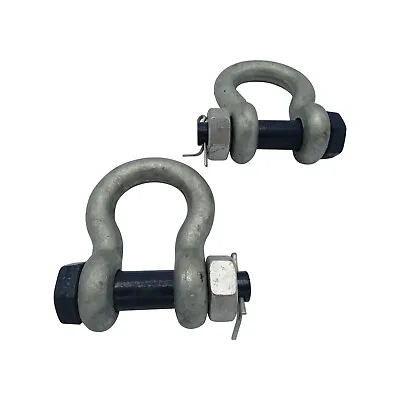 Galvanised Steel Bow Shackles With Safety Screw Pin 2T X2 (Lifting Towing) • £7.50
