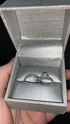 $800 • Buy 1/3 CT. T.W. Quad Princess-Cut Diamond Bridal Set In 10K White Gold