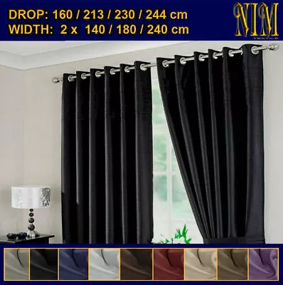 BLOCKOUT BLACKOUT 3 Layers Pure Fabric Thermal Insulated Eyelet Curtains Pair • $33.50