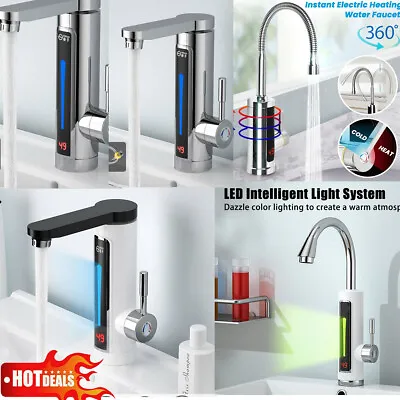 Electric Heating Tap Kitchen Bathroom Instant Hot Water Heater Faucet LEDDisplay • £12.79