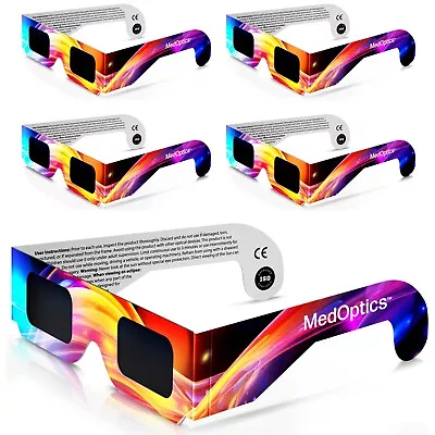 MedOptics Solar Eclipse Glasses 5 Pack - 2024 NASA Approved ISO Certified • $9.99