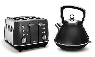 £149.99 • Buy Black Kettle & Toaster Set Morphy Richards Evoke 1.5L Pyramid 4 Slice Toaster
