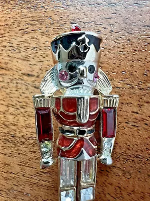 Vintage MONET Signed Nutcracker Soldier Christmas Holiday Pin Brooch Grannycore • $20