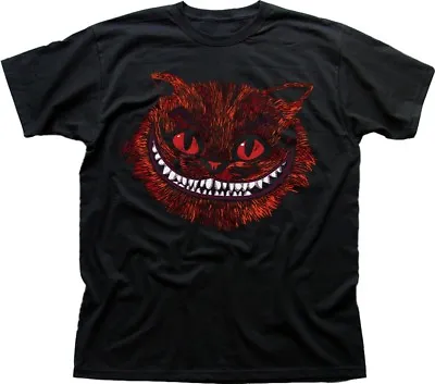 EVIL CHESHIRE Cat Alice In Wonderland All Mad Here Hatter Black T-shirt 9583 • £13.95