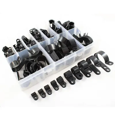 £13.95 • Buy  Assorted Box 140 Pieces Nylon Black Plastic P Clips For Wire, Cable, Conduit.