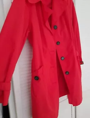 Marks And Spencers Rain Coat Size (16). Hot Red. • £25.03