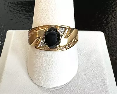 Mens Yellow Gold Onyx And Diamond Pinky Ring Size 10 • $285