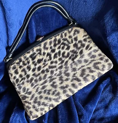Vintage Ingber Leopard Print Purse Faux Fur 1950-60s W/mirror • $69.99