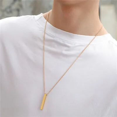 Mens Curb Chain Necklace Hip Hop Simple Stainless Steel Necklace Party Jewelry • £4.89